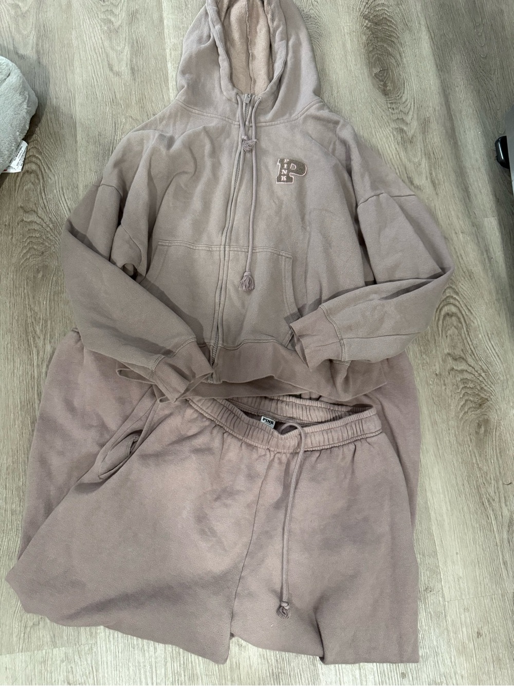 Victoria's Secret PINK Cozy Hoodie & sweatpants in Taupe